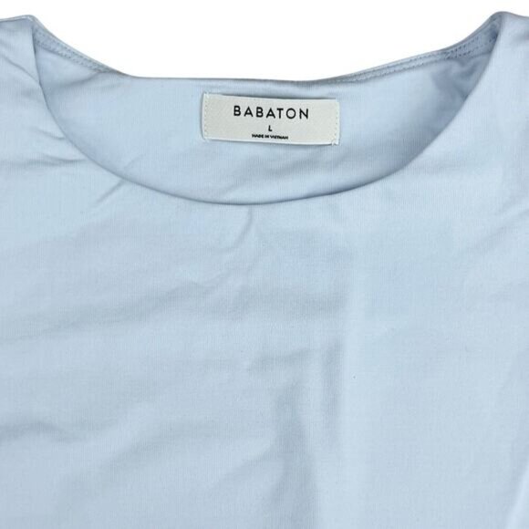 BABATON Contour Shoulder Pad Bodysuit Sz Large Light Blue - Picture 3 of 5